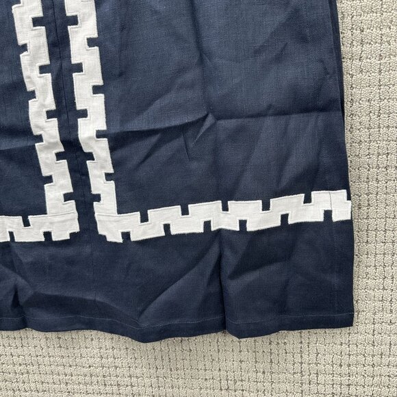 Tuckernuck Designer Dress Womens M Navy 3/4 Sleeve Linen Embroidered Hartman NWT - Picture 8 of 16